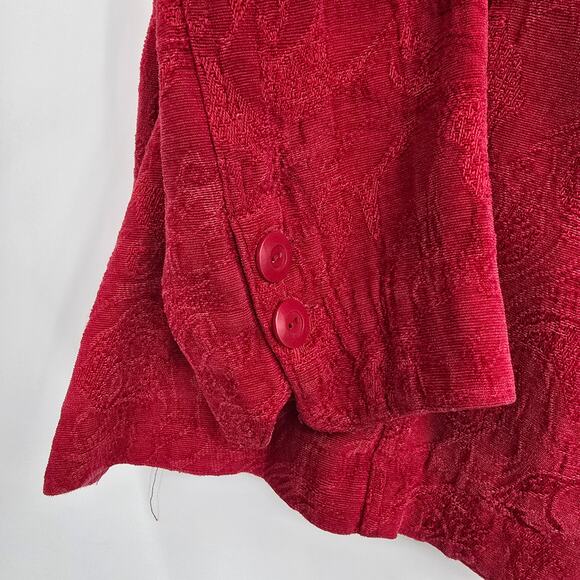 Liz & Me Women's Plus Button Front Collared Tapestry Floral Paisley Print Jacket - Picture 7 of 10